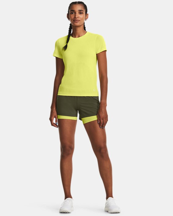 Women's UA Seamless Stride Short Sleeve in Yellow image number 2